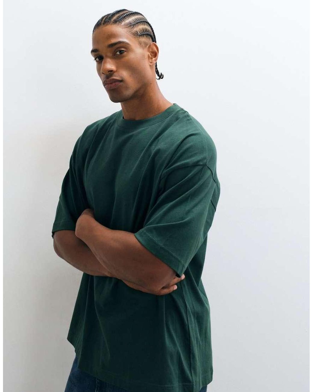 ASOS Green Oversized T-shirt With Tonal Script Graphic for men