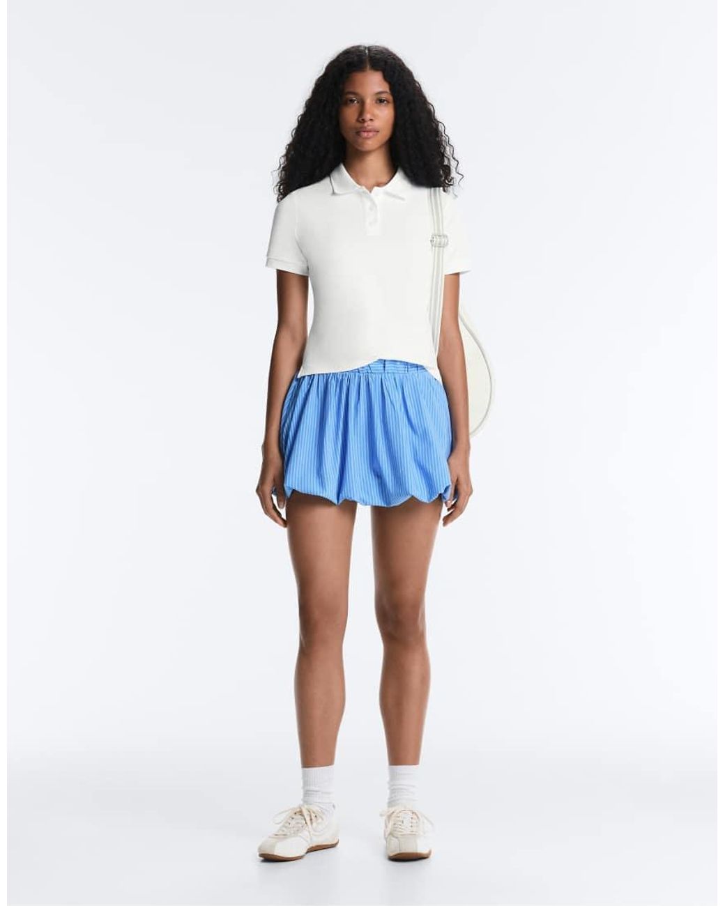 Oysho White Short Sleeve Piqué Polo Shirt