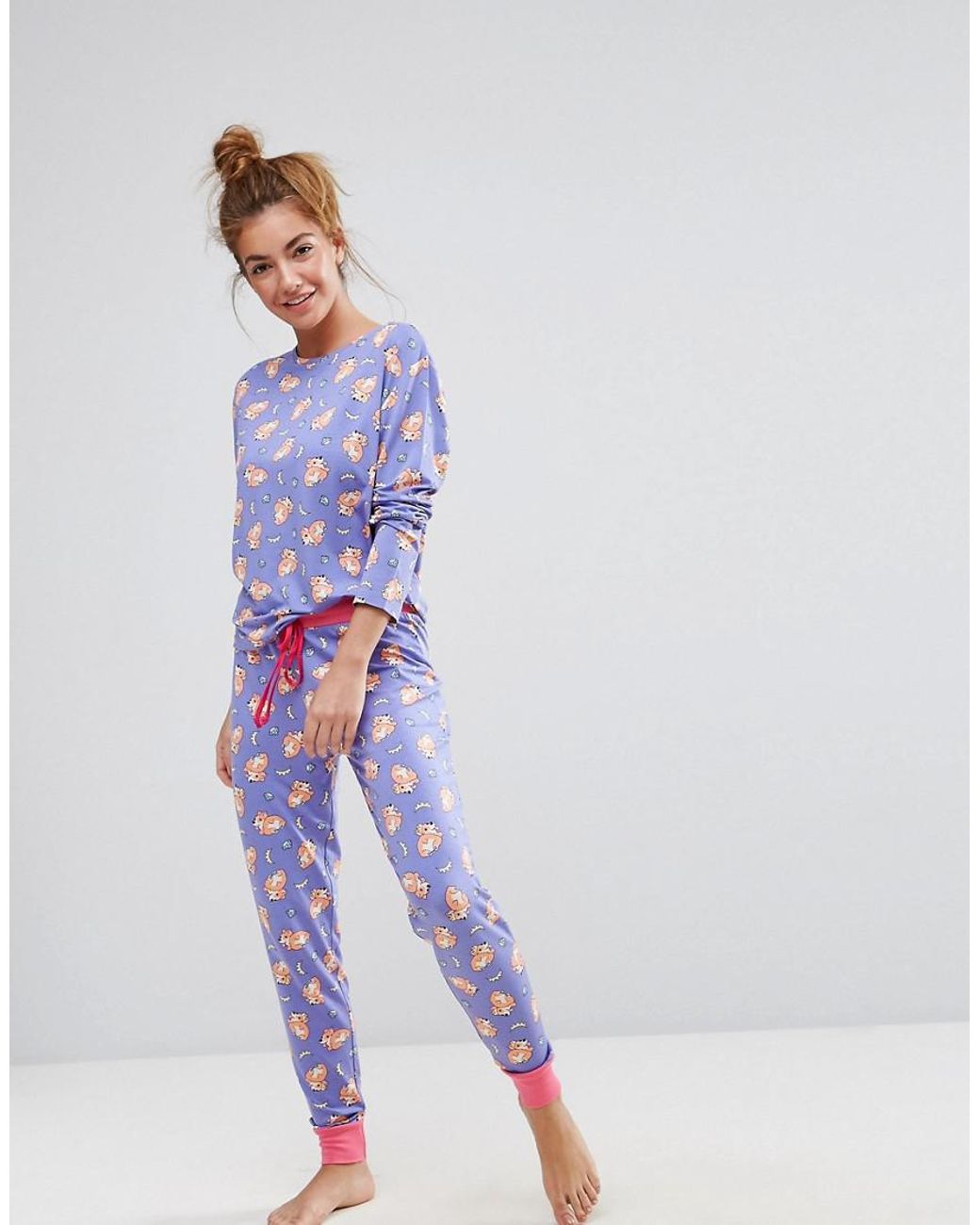 Chelsea Peers Corgi Dog Long Pyjama Set in Blue | Lyst Canada
