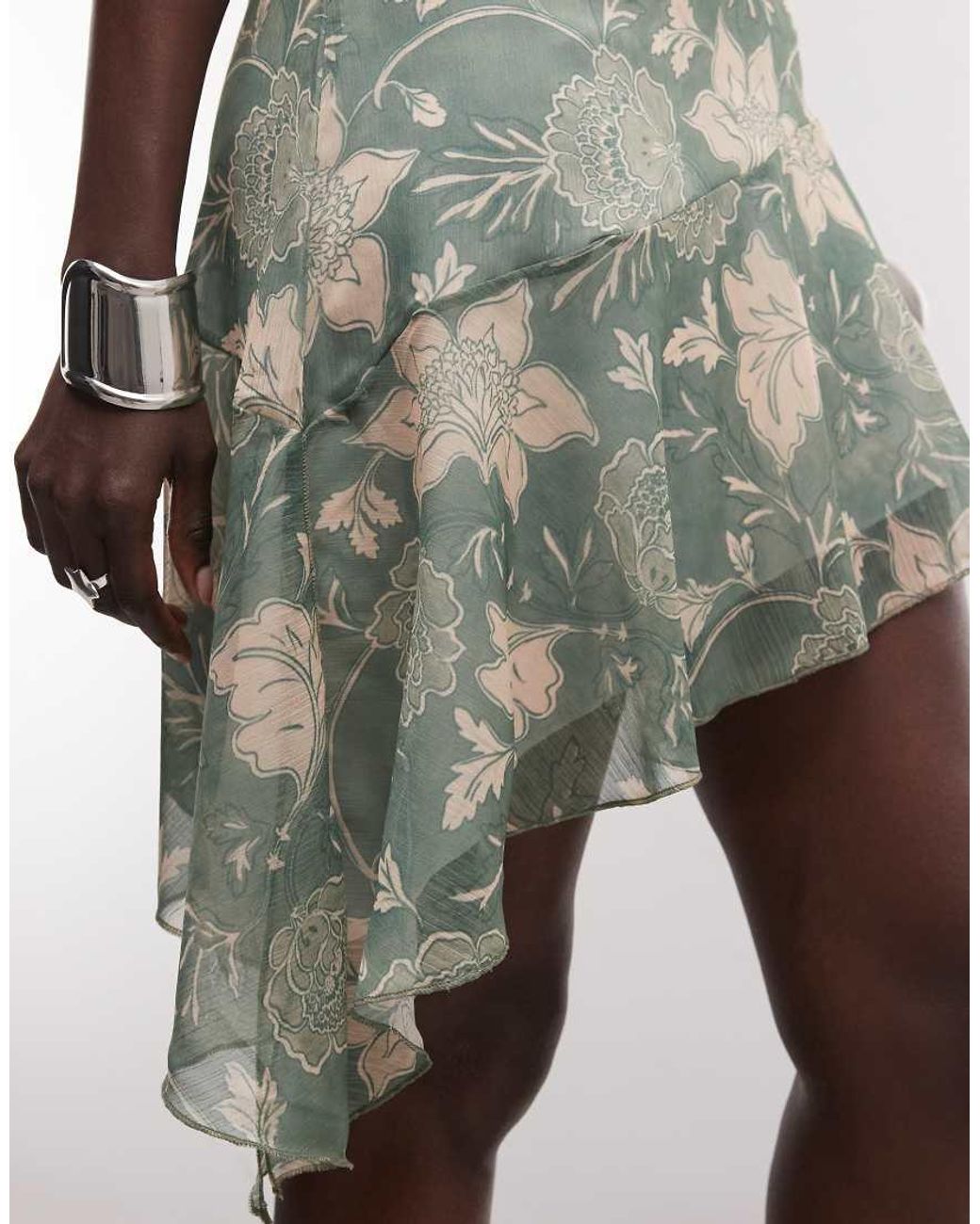 Reclaimed Vintage Natural Chiffon Asymmetric Hem Cami Dress