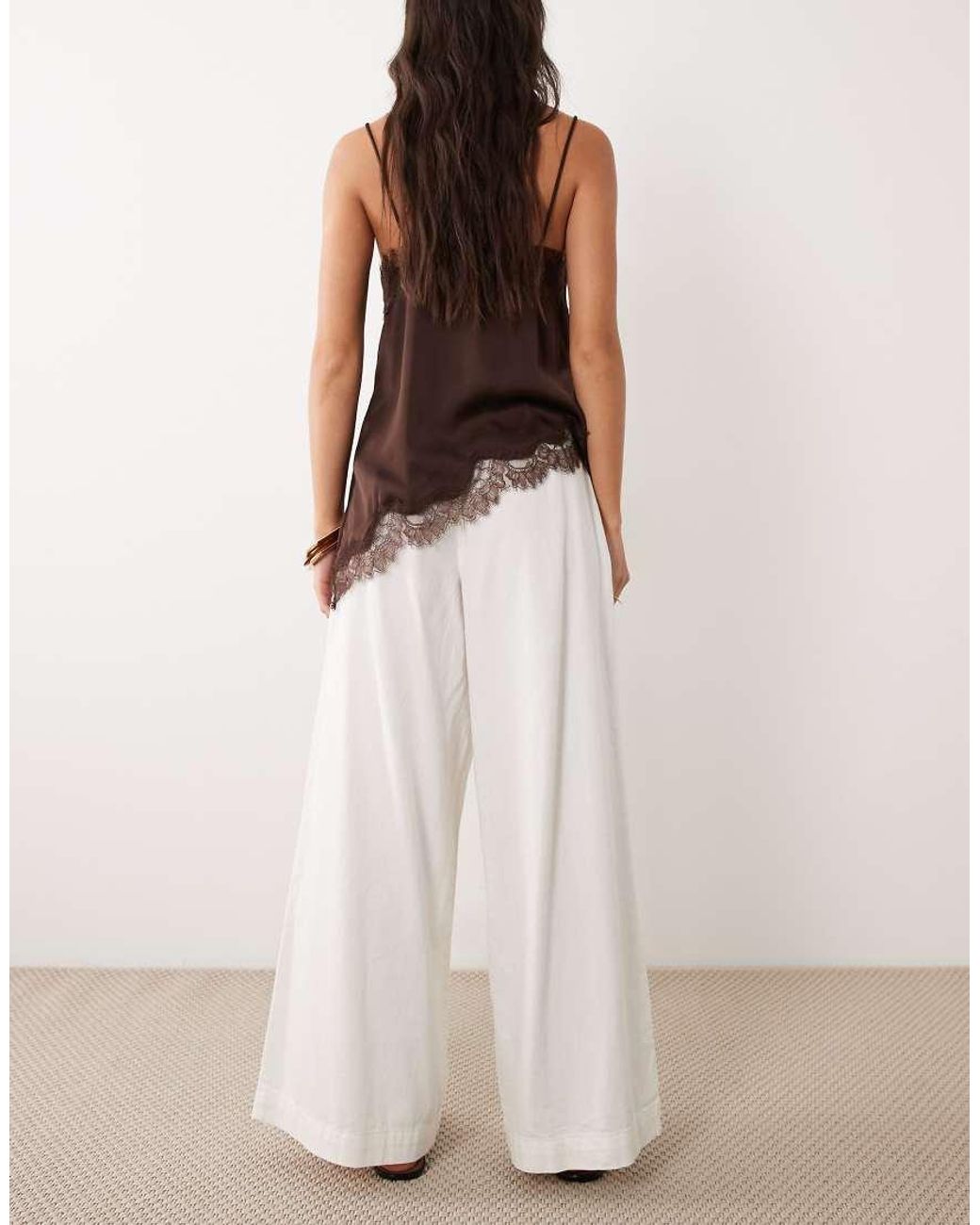 Nobody's Child Natural Archie Tailored Denim Twill Wide Leg Trousers