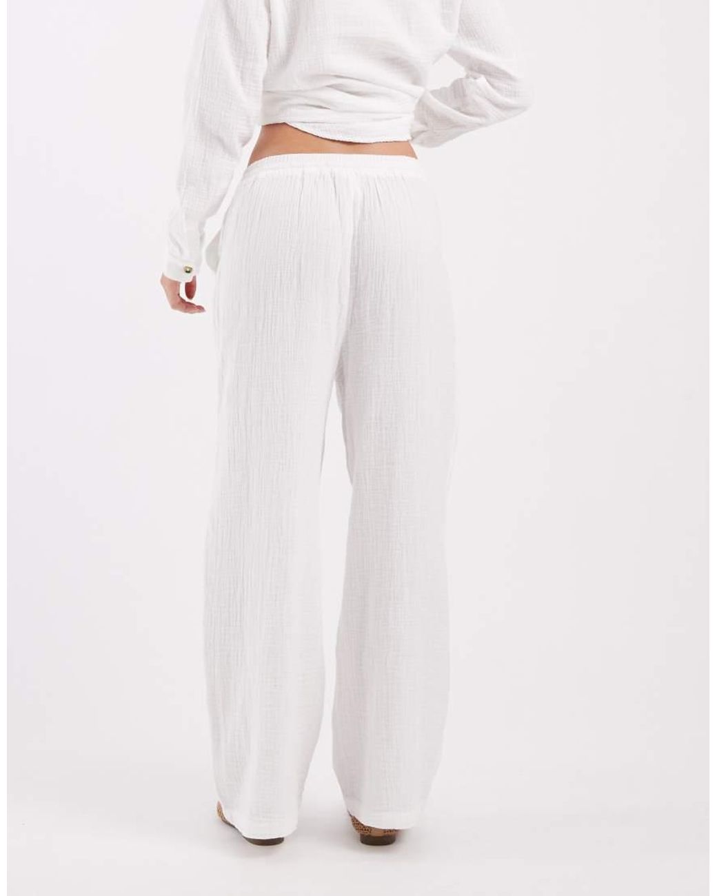 Only Petite White Cheesecloth Wide Leg Trouser Co-ord