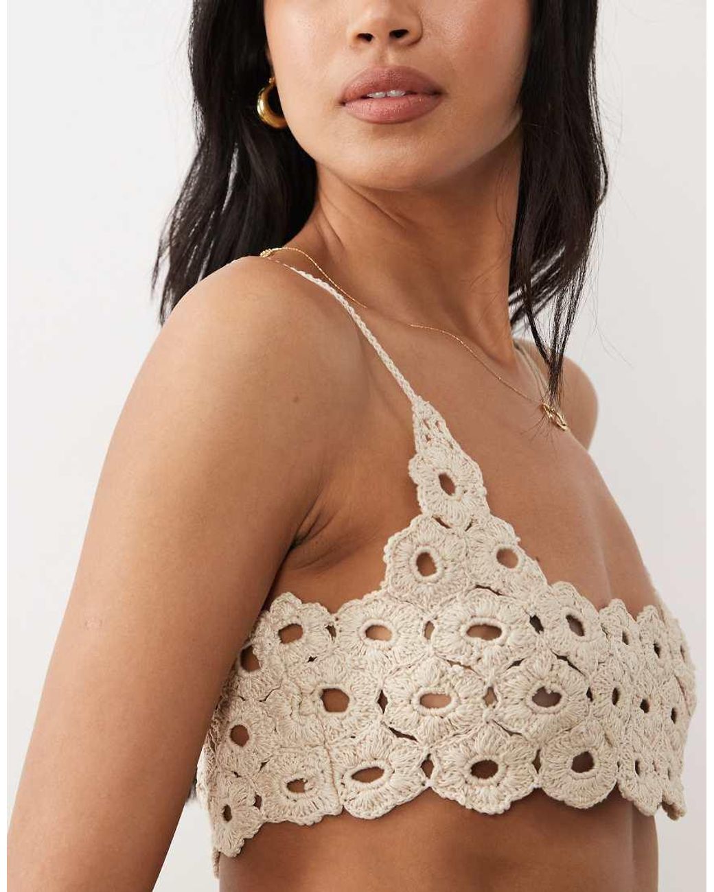 Miss Selfridge Natural Beach Crochet Bra Top