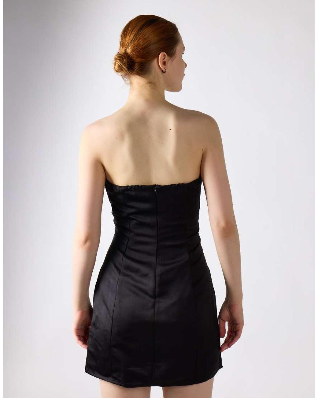 Glamorous Black Strapless Bow Mini-Dress