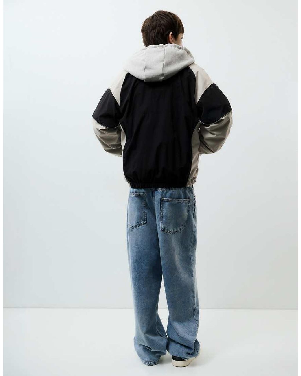 Pull&Bear Black Stwd Panelled Tracksuit Jacket for men