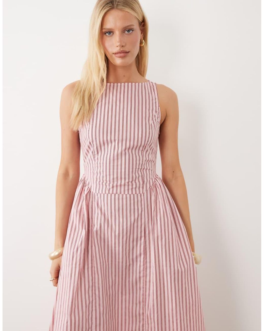 Brave Soul Pink Structured Midi Dress