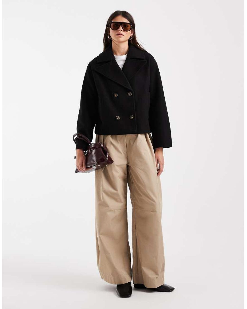 Vero Moda Black Short Double Breasted Formal Coat