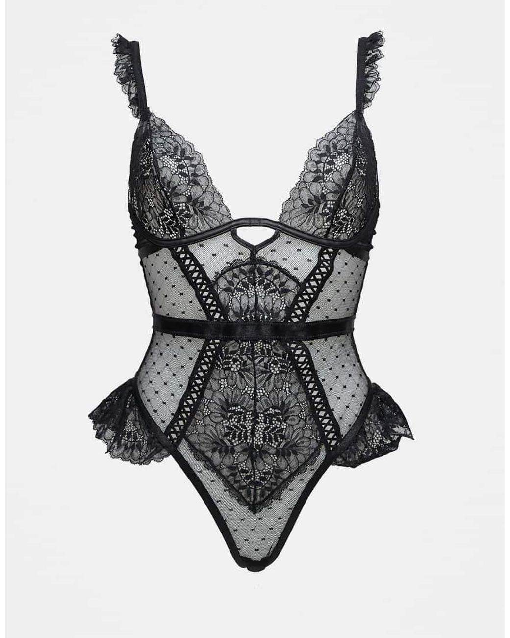 Ann Summers Gray Entice Me Fold Over Teddy Bodysuit