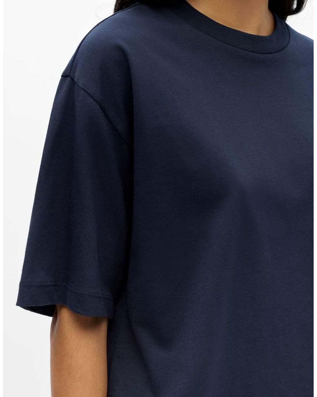 Object Blue Gima Jersey Loose Fit Crew Neck Short Sleeve Stretch T-shirt