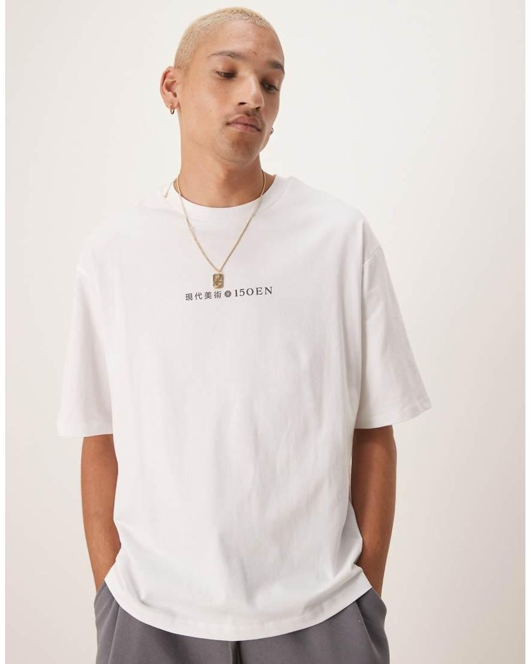 SELECTED Oversized T-Shirt Met Print Op De Rug in het White voor heren