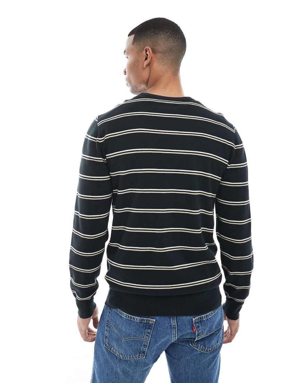 Levi's Blue Lightweight Batwing Logo Stripe Knit Sweater for men