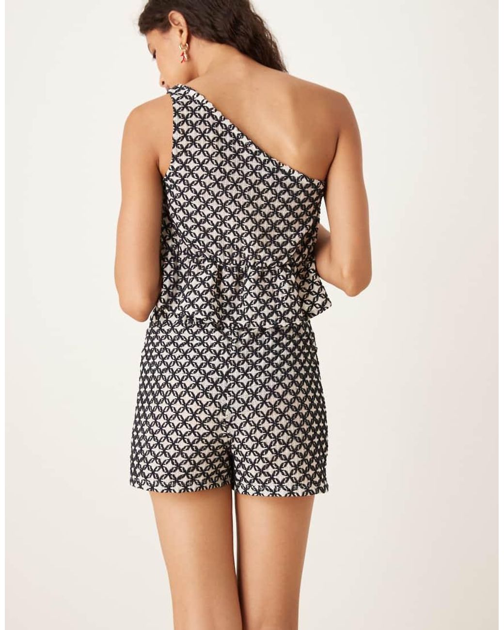 ASOS Natural Co-ord Embroidered Mini Short