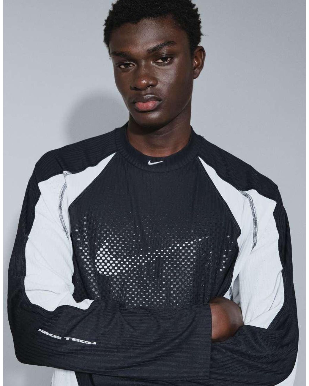 Nike Blue Tech Swoosh Logo Long Sleeve Top for men