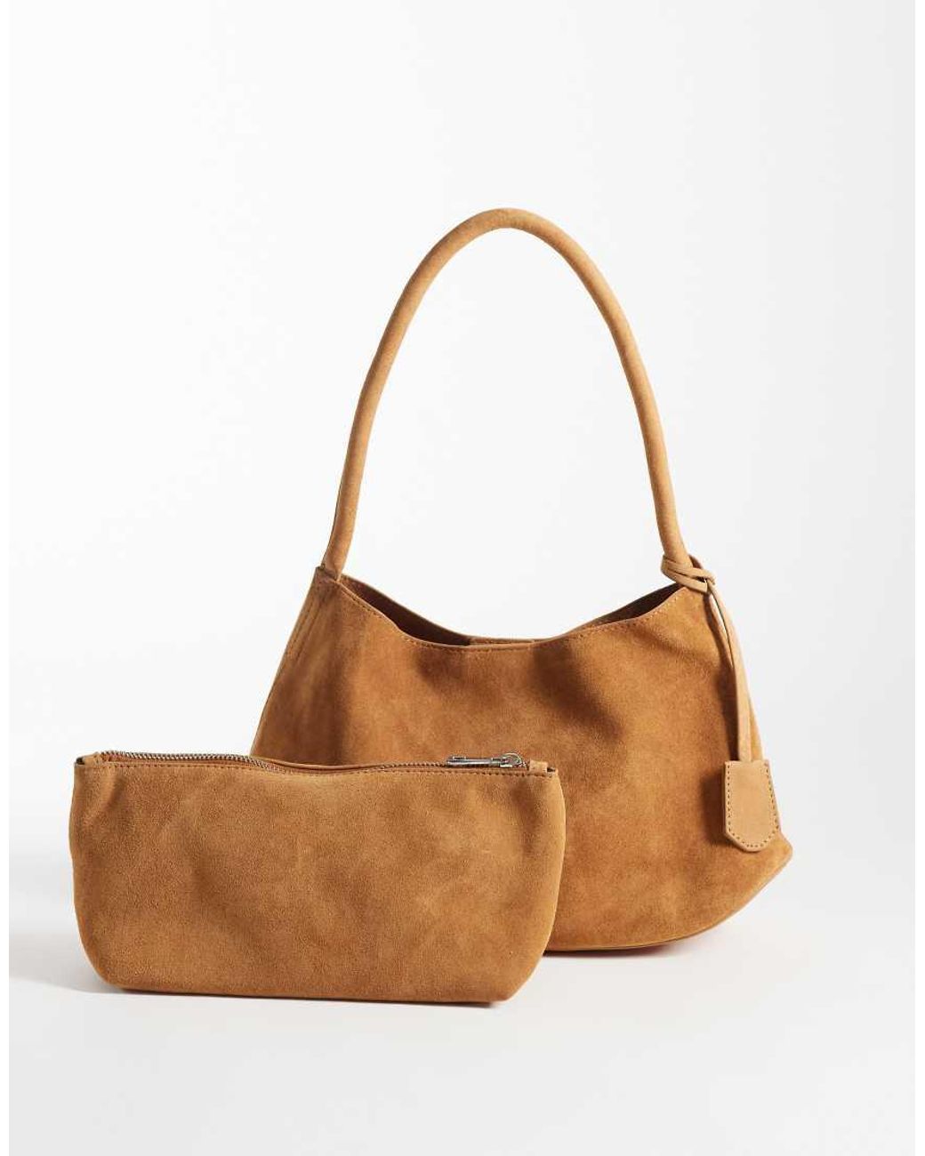 ASOS Brown Suede Shoulder Bag With Internal Pouch