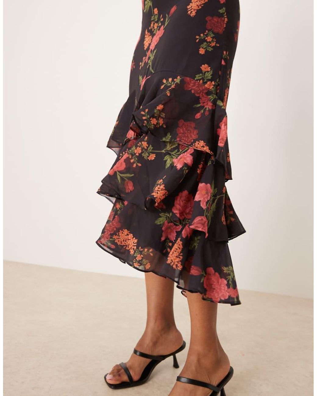 ANAYA Natural Ruched Sleeve Midi Dress
