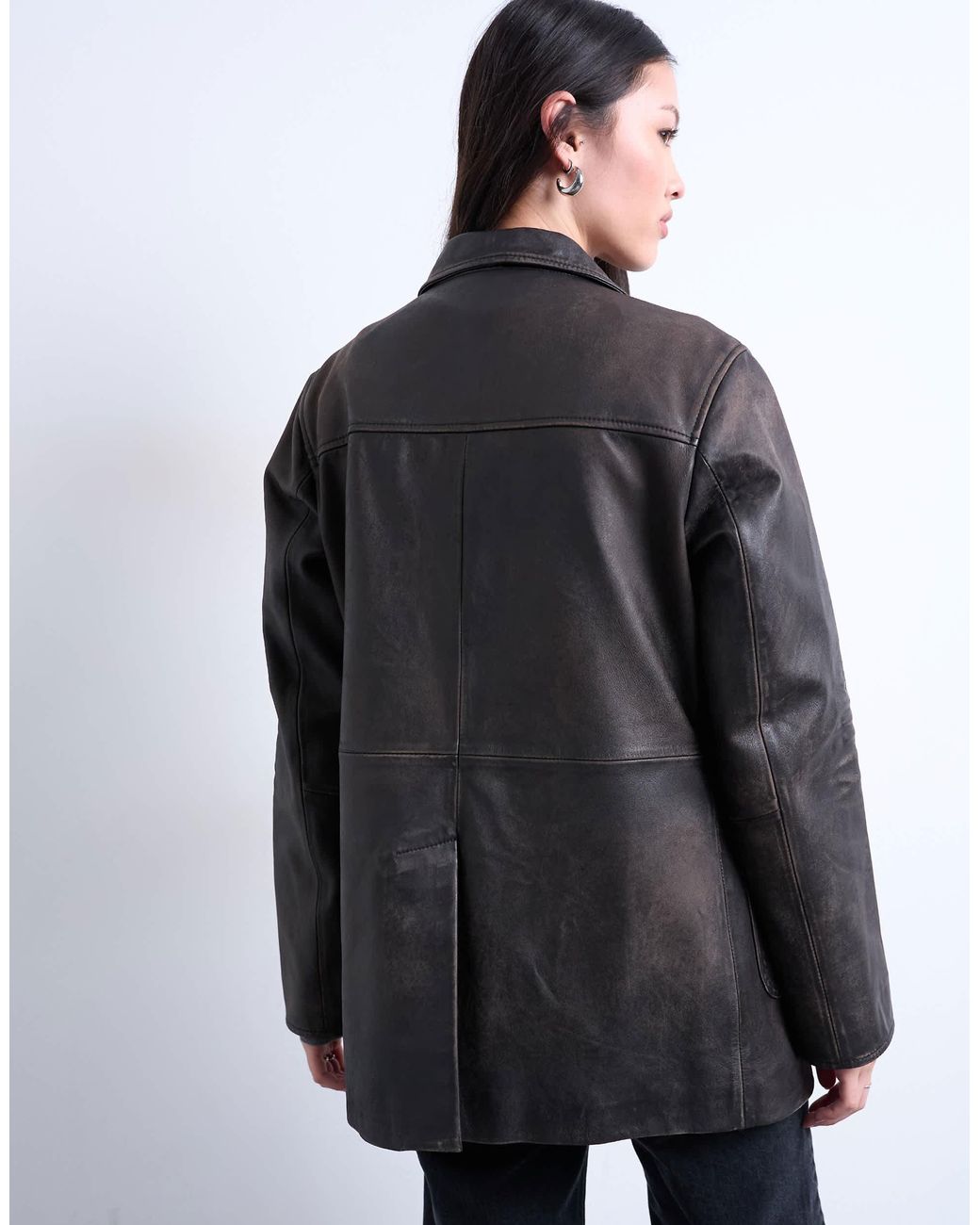 TOPSHOP Black – blazer aus hochwertigem echtem leder