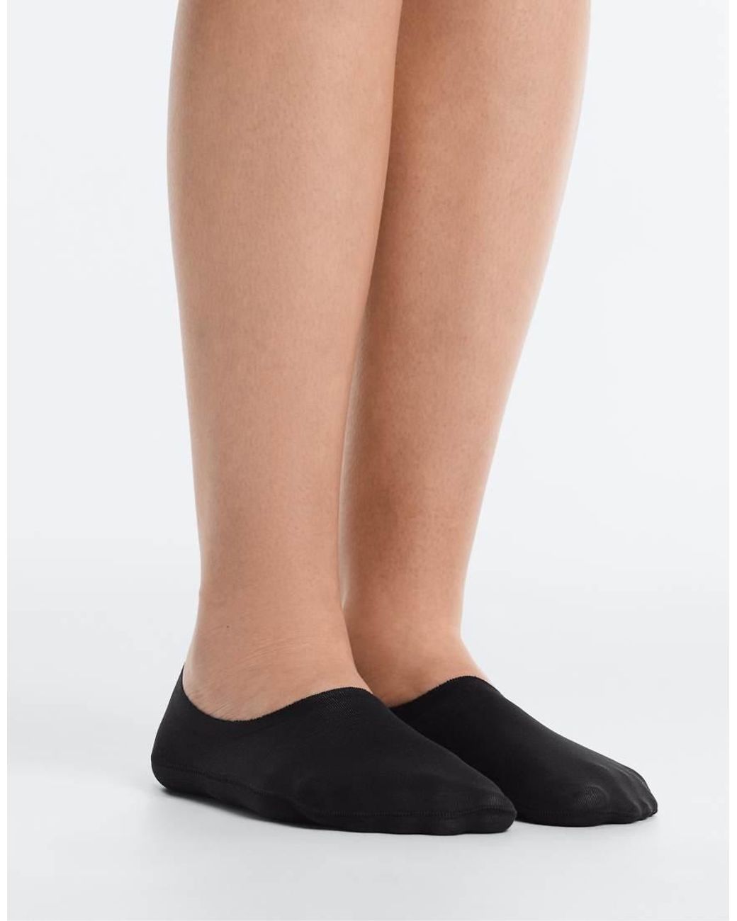 Oysho Black 2 Pairs Of High-Cut Ribbed Cotton Blend Invisible Socks