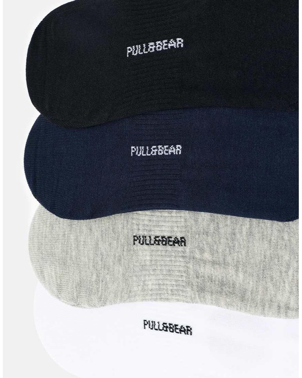 Pull&Bear Blue Pack Of 4 Invisible Ankle Socks for men