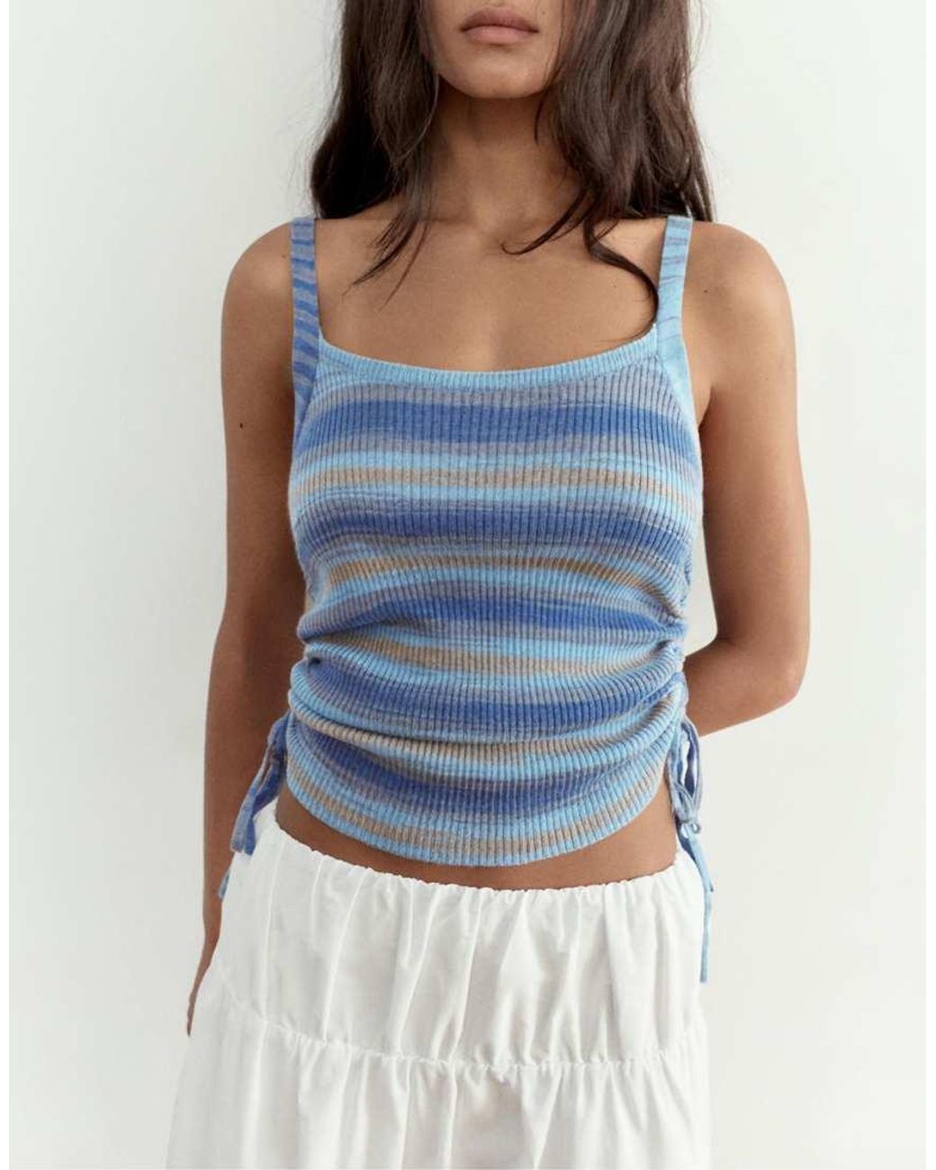 Pull&Bear White Ruched Tank Top