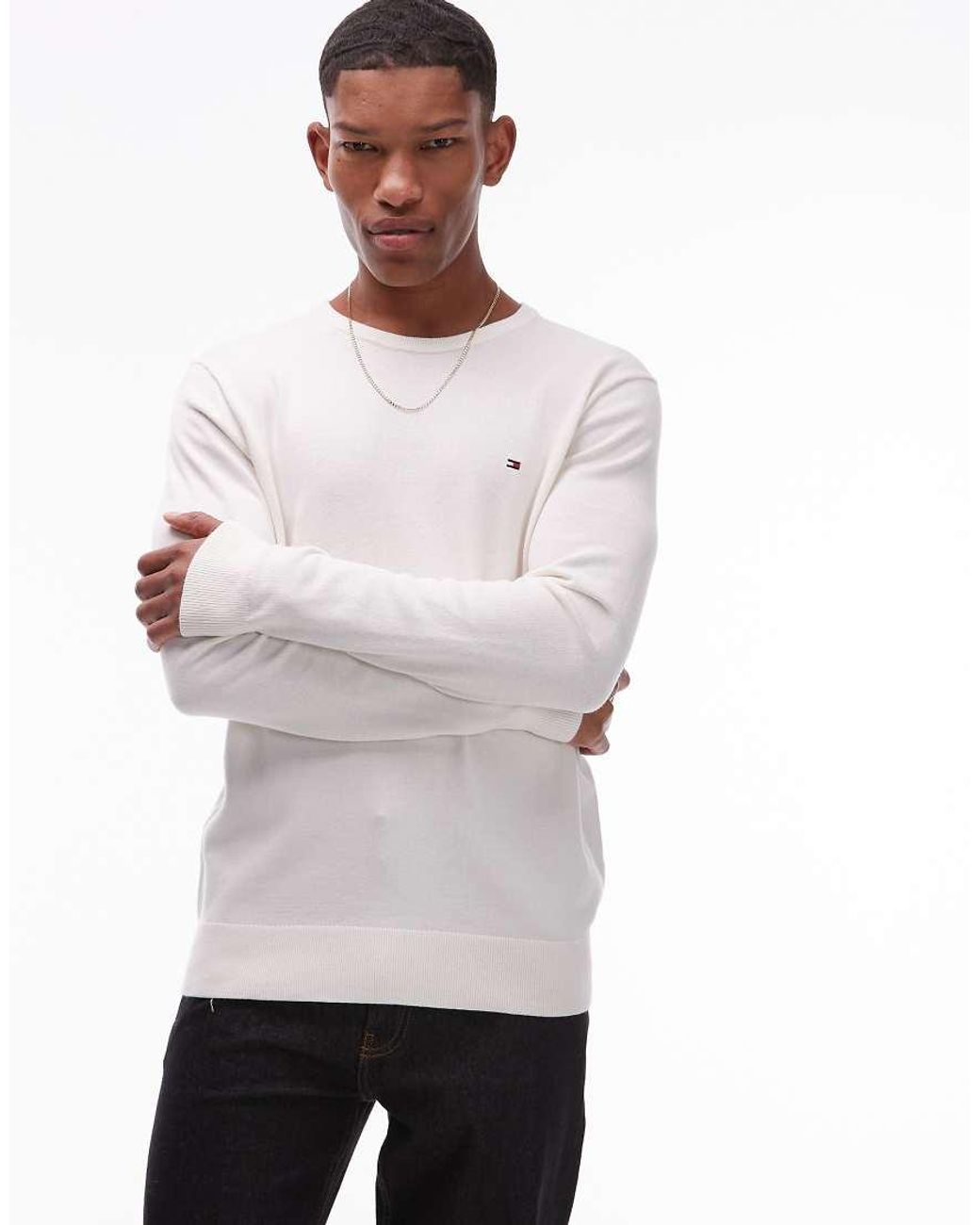 Tommy Hilfiger White Logo Jumper for men