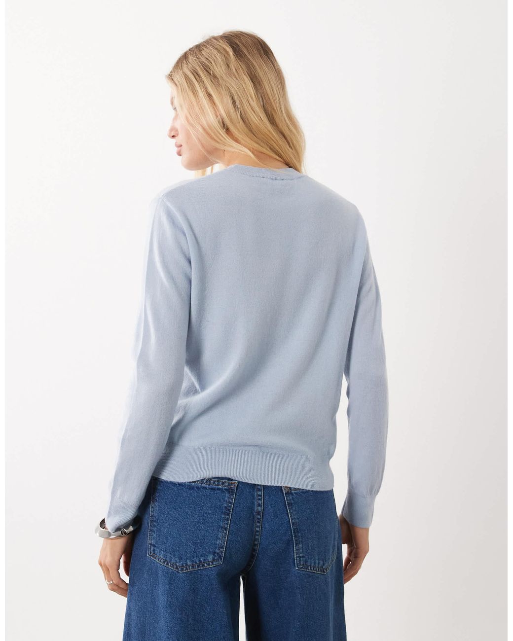 Mango Blue 100% Wool Round Neck Jumper