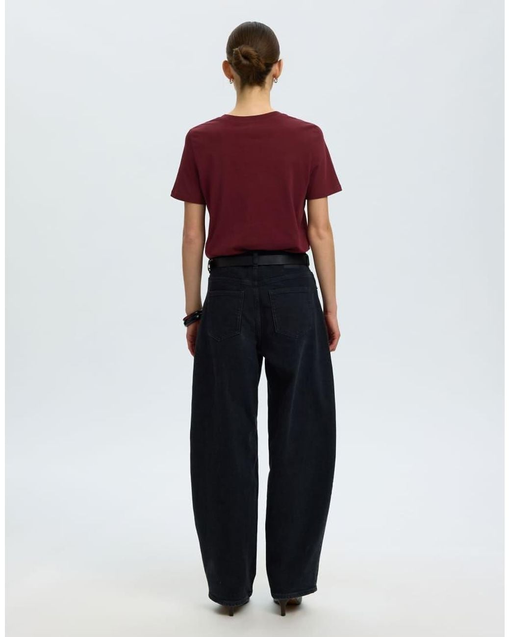 SELECTED Red Essential V-Neck Short Sleeve T-Shirt