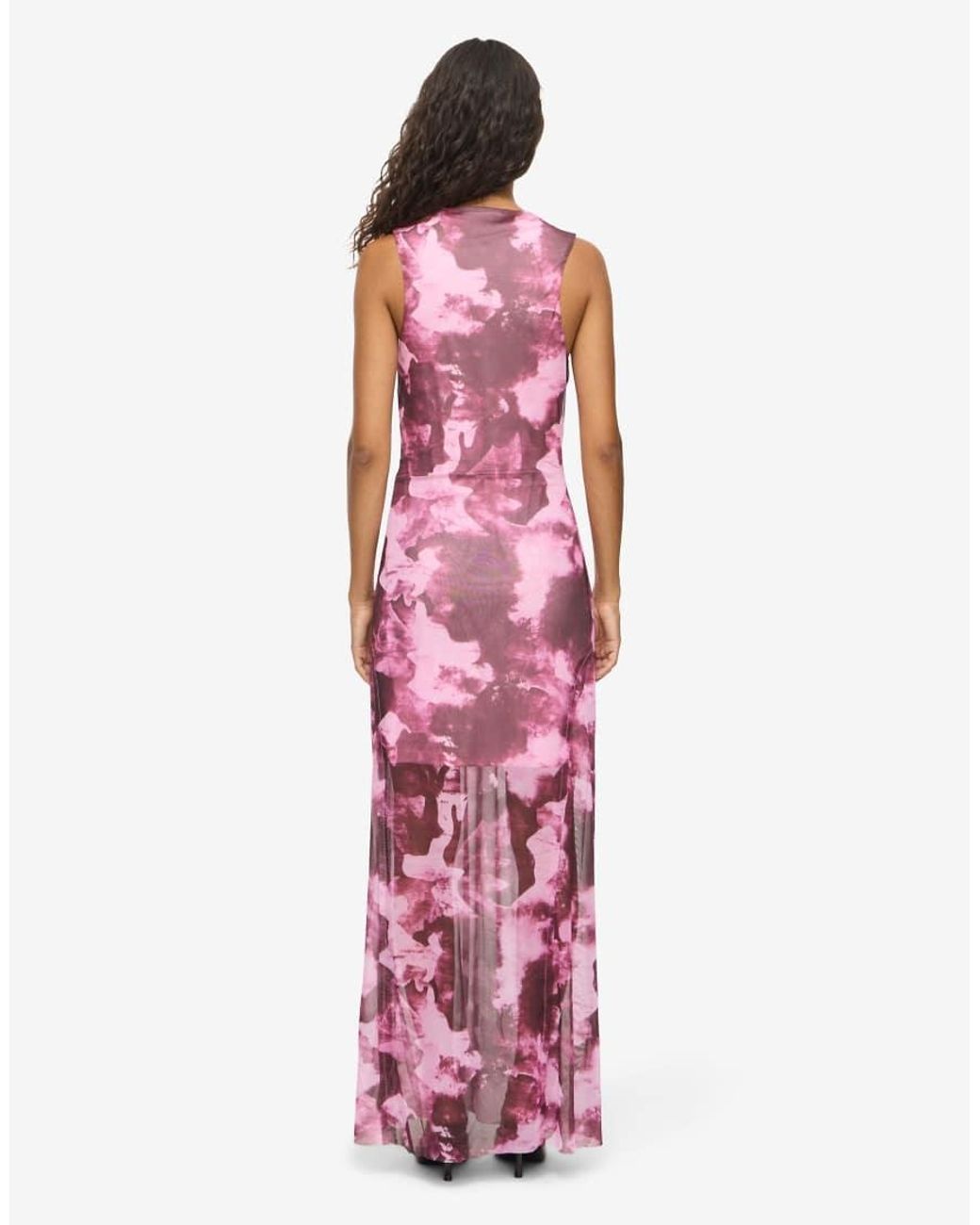 Noisy May Pink Marika Mesh Crew Neck Sleeveless Standard Fit Maxi Dress