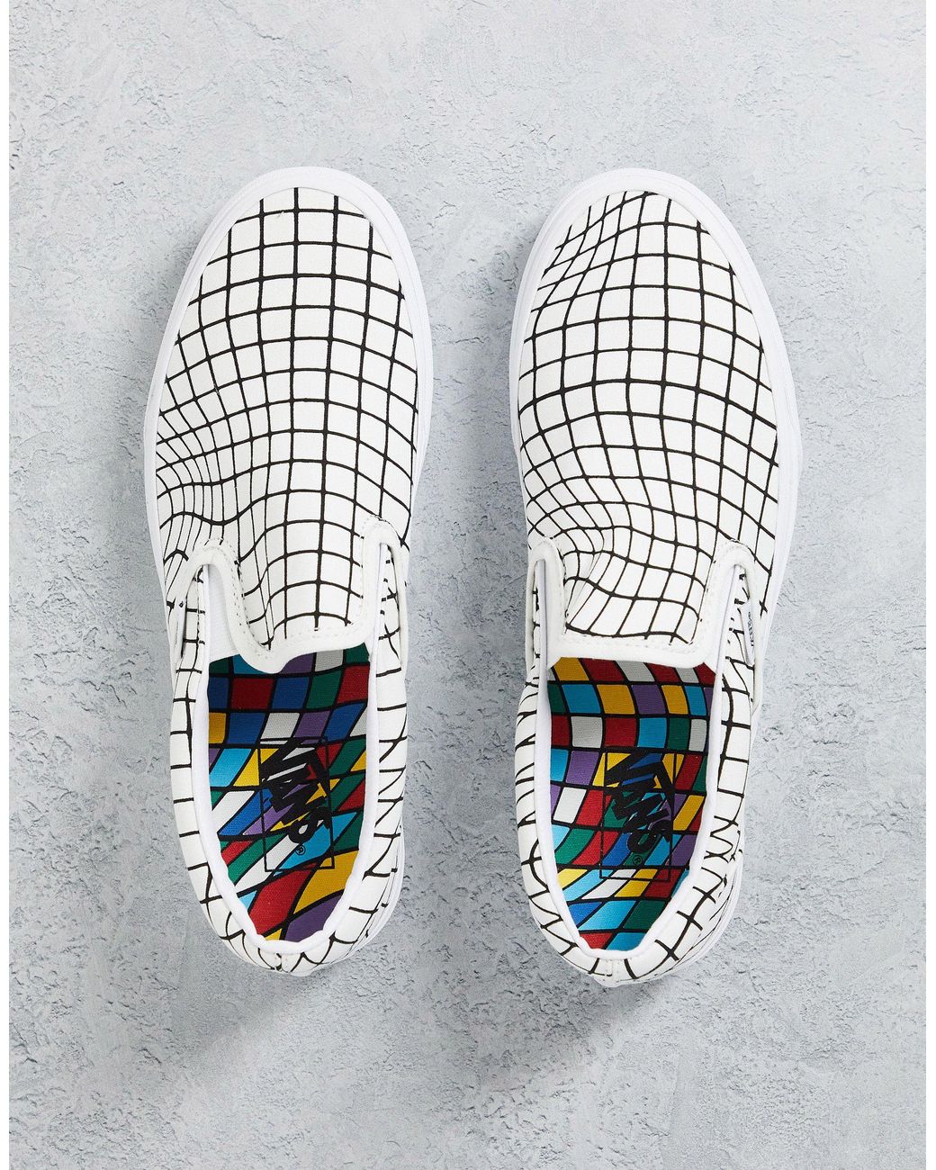 Vans Slip-on U-paint Warp Checkerboard Trainers in White for Men | Lyst