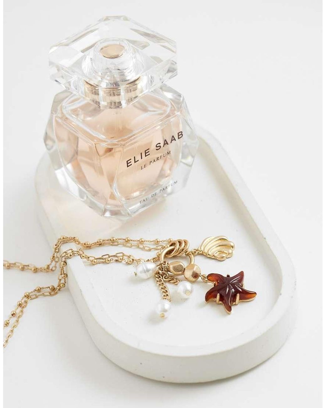 Reclaimed Vintage White Layered Chain Necklace With Charm Seashell Pendant