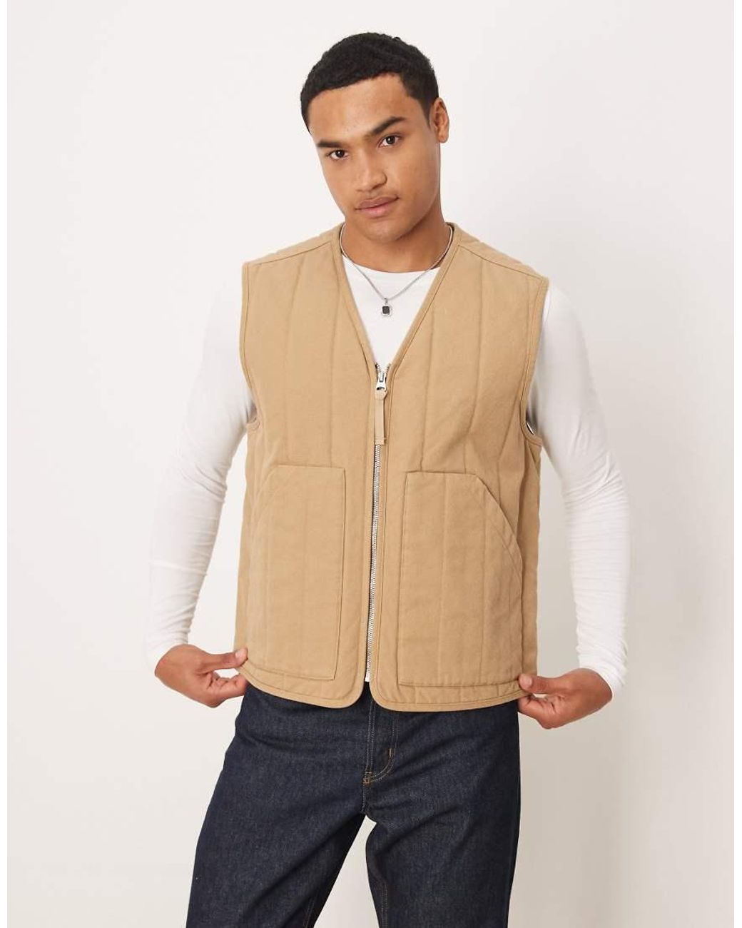 ARKET Natural Quilted Gilet With V-neck for men