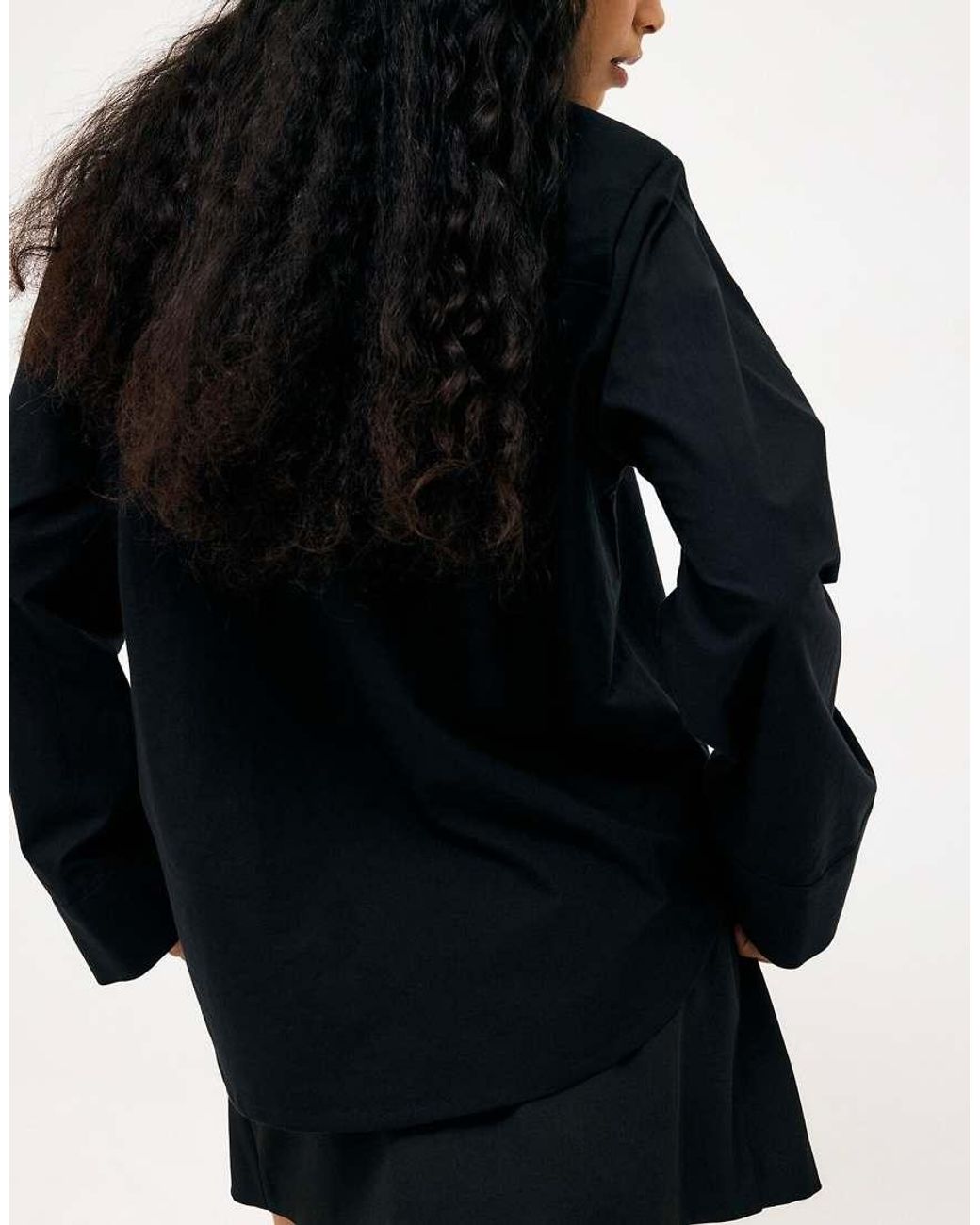 NA-KD Blue Oversized Shoulder Pad Shirt