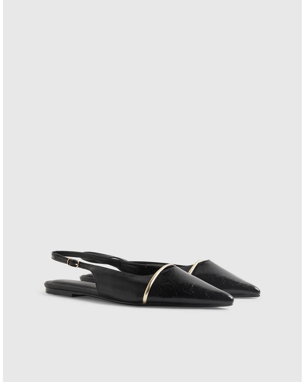 River Island White Metal Band Point Toe Flats