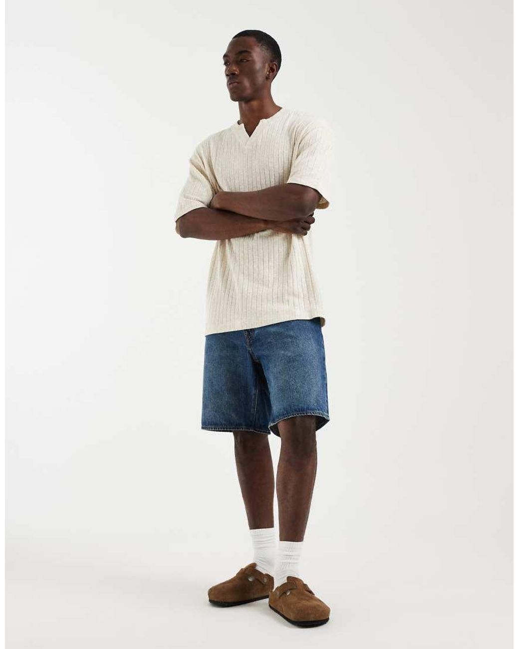 ASOS Brown Relaxed T-shirt With Notch Neck for men