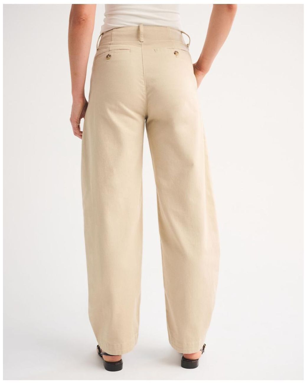 Abercrombie & Fitch Natural 100% Cotton High Rise Chino Barrel Pant