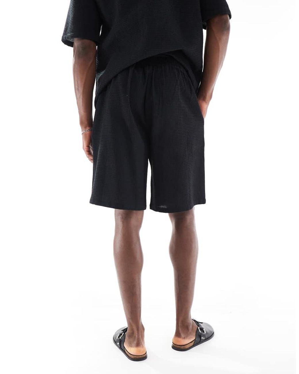 Sol Beach Black Waffle Beach Shorts for men