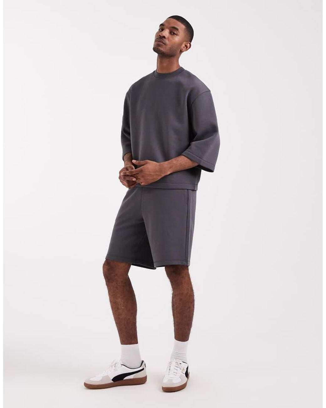 ASOS Blue Relaxed Short Sleeve Sweatshirt for men
