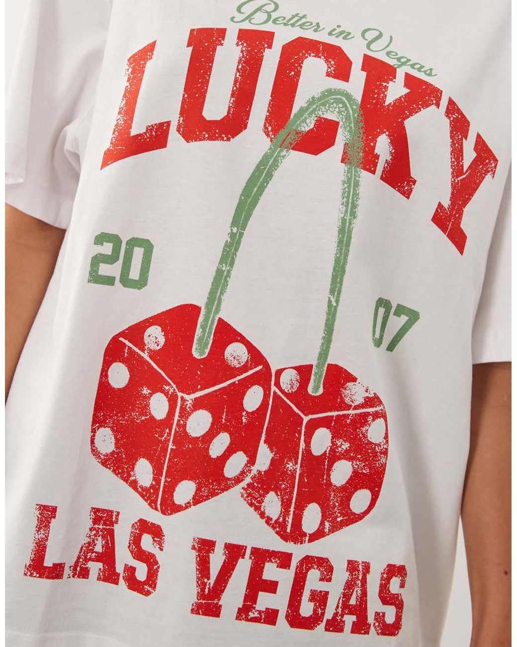 ASOS White Oversized T-Shirt With Lucky Vegas Cherry Graphic