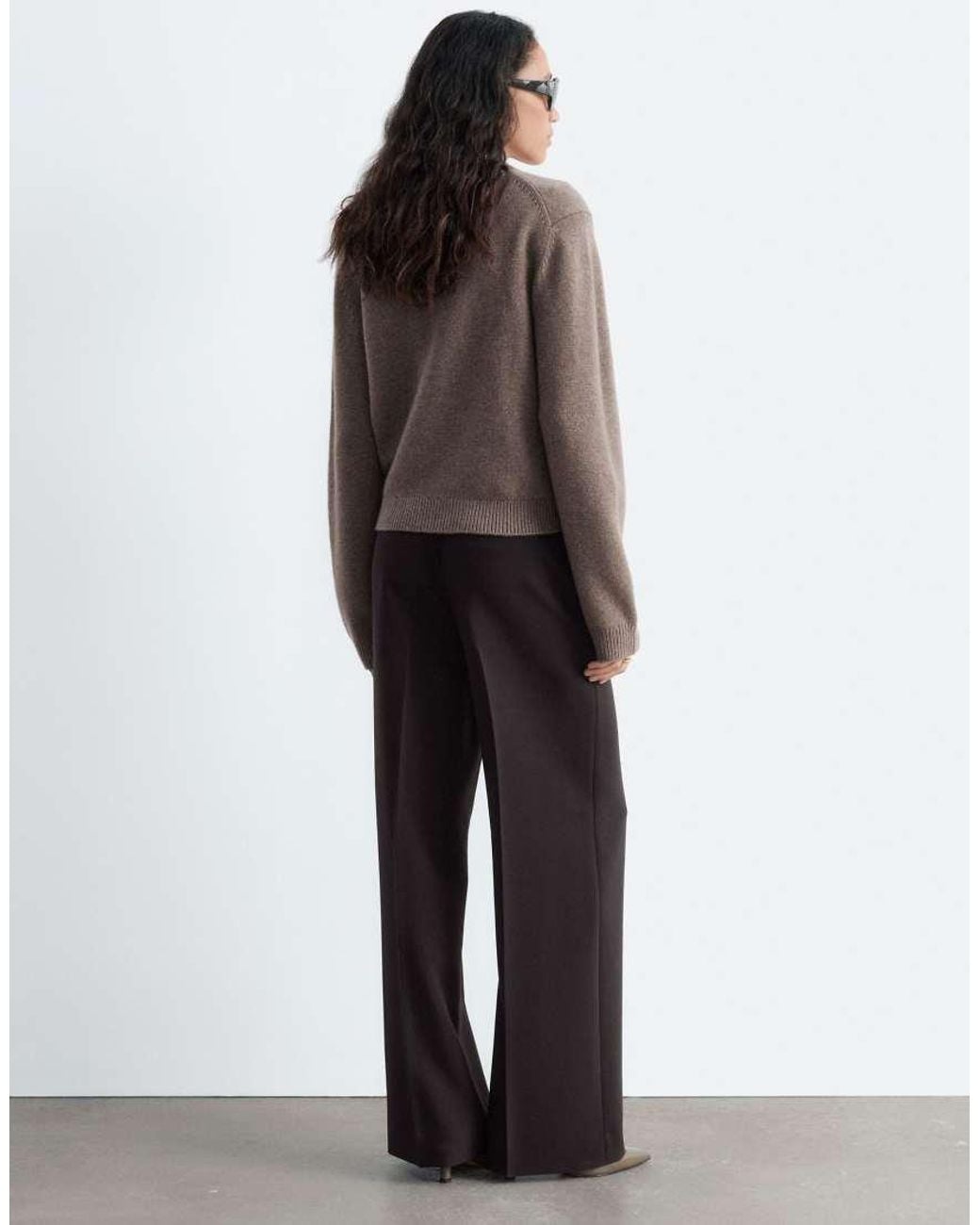 & Other Stories White Wide Leg Front Seam Trousers