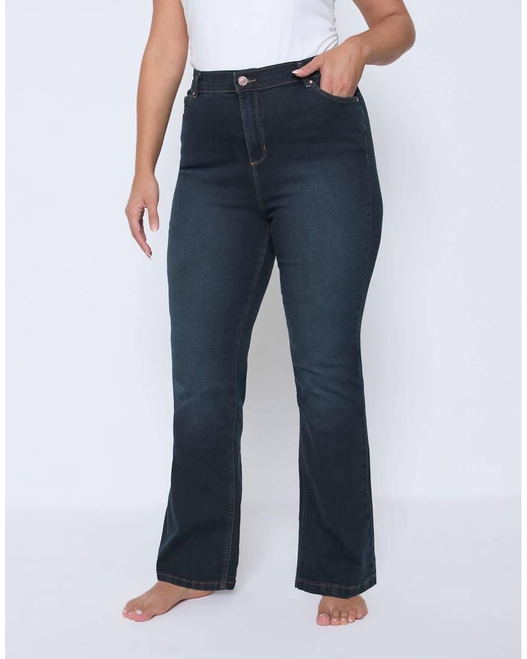 Yours Clothing Blue Bootcut Stretch Jeans