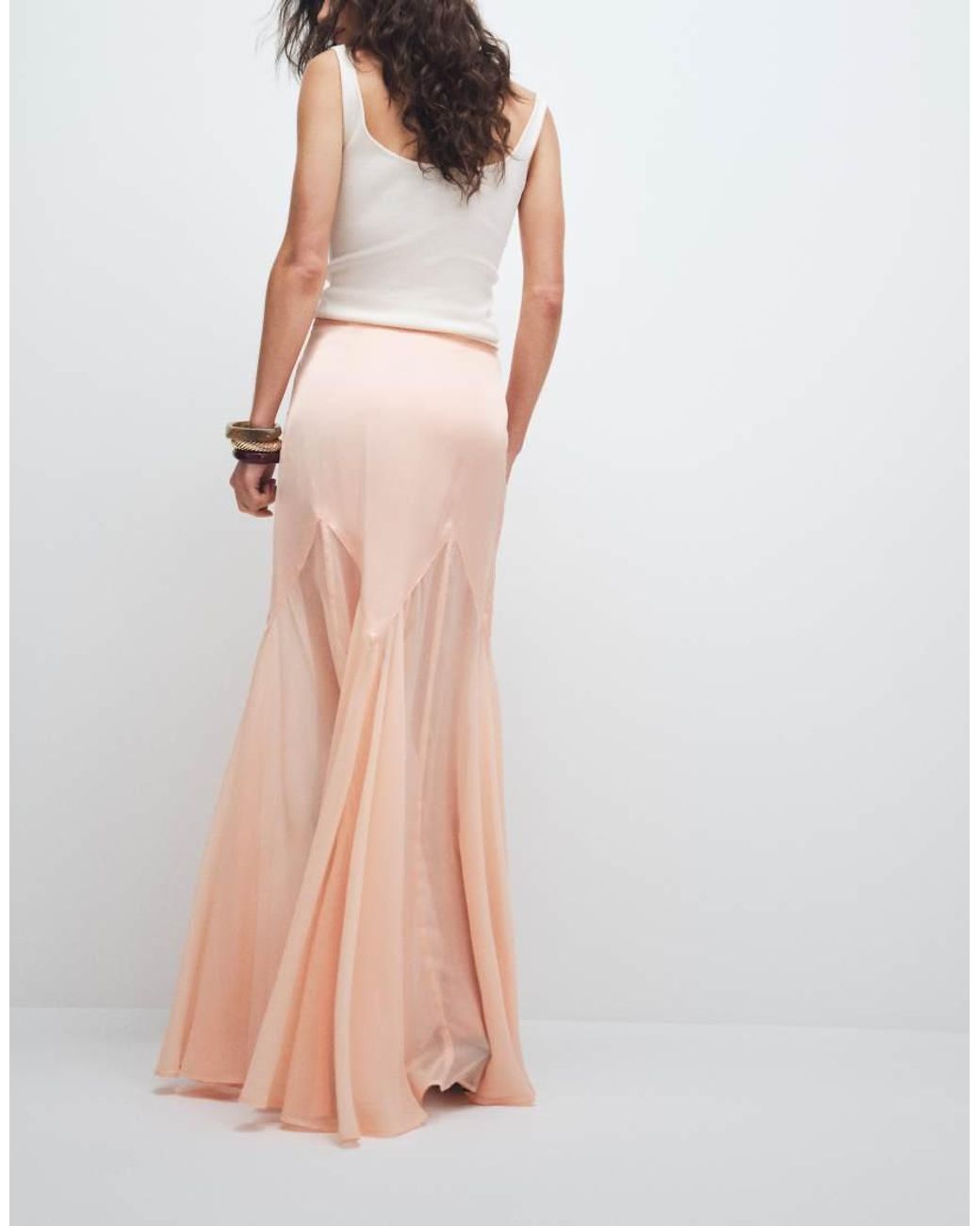 ASOS Orange Asos Design Tall Satin And Chiffon Mix Fishtail Skirt