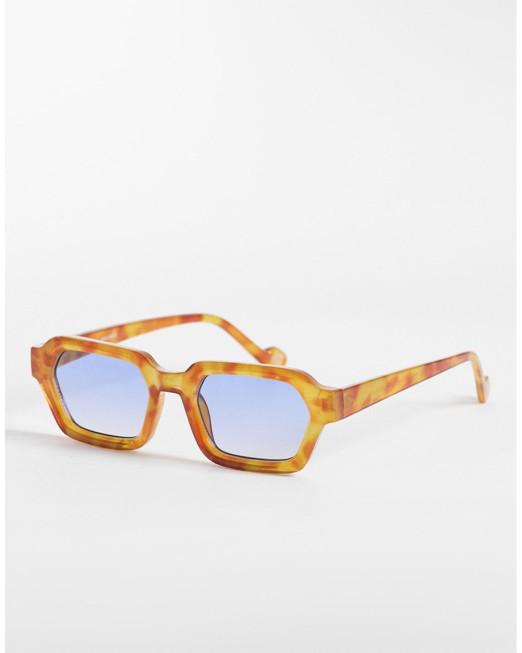 ASOS Blue Rectangle Light Tint Sunglasses for men