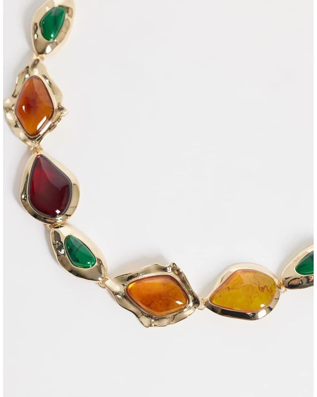 ASOS Metallic Waist And Hip Resin Stone Set Chain Belt