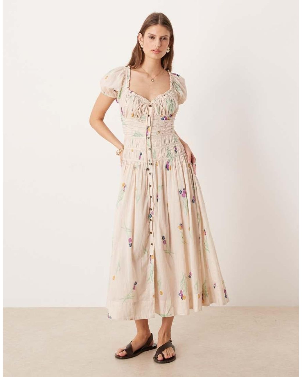 Free People Natural Coplete Me Button Down Midi Dress