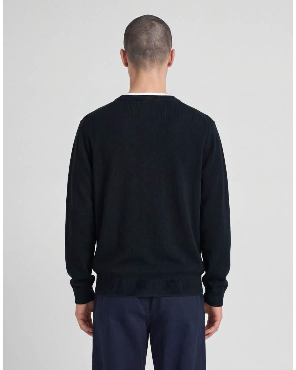 Lyle & Scott Blue Mid Knits Knitted V-Neck Jumper for men