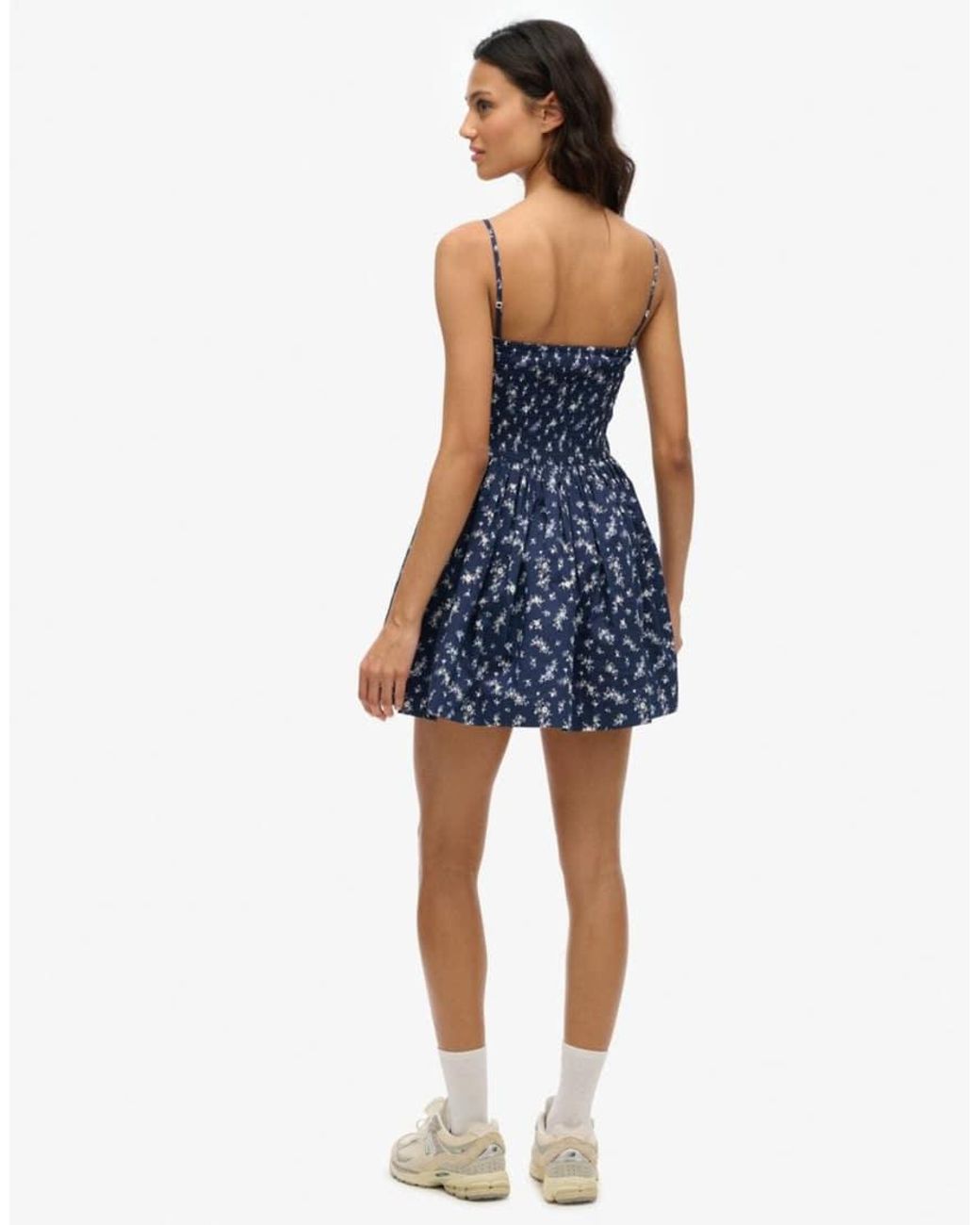 Superdry Blue Corset Sweetheart Neckline Cami Mini Strappy Sundress