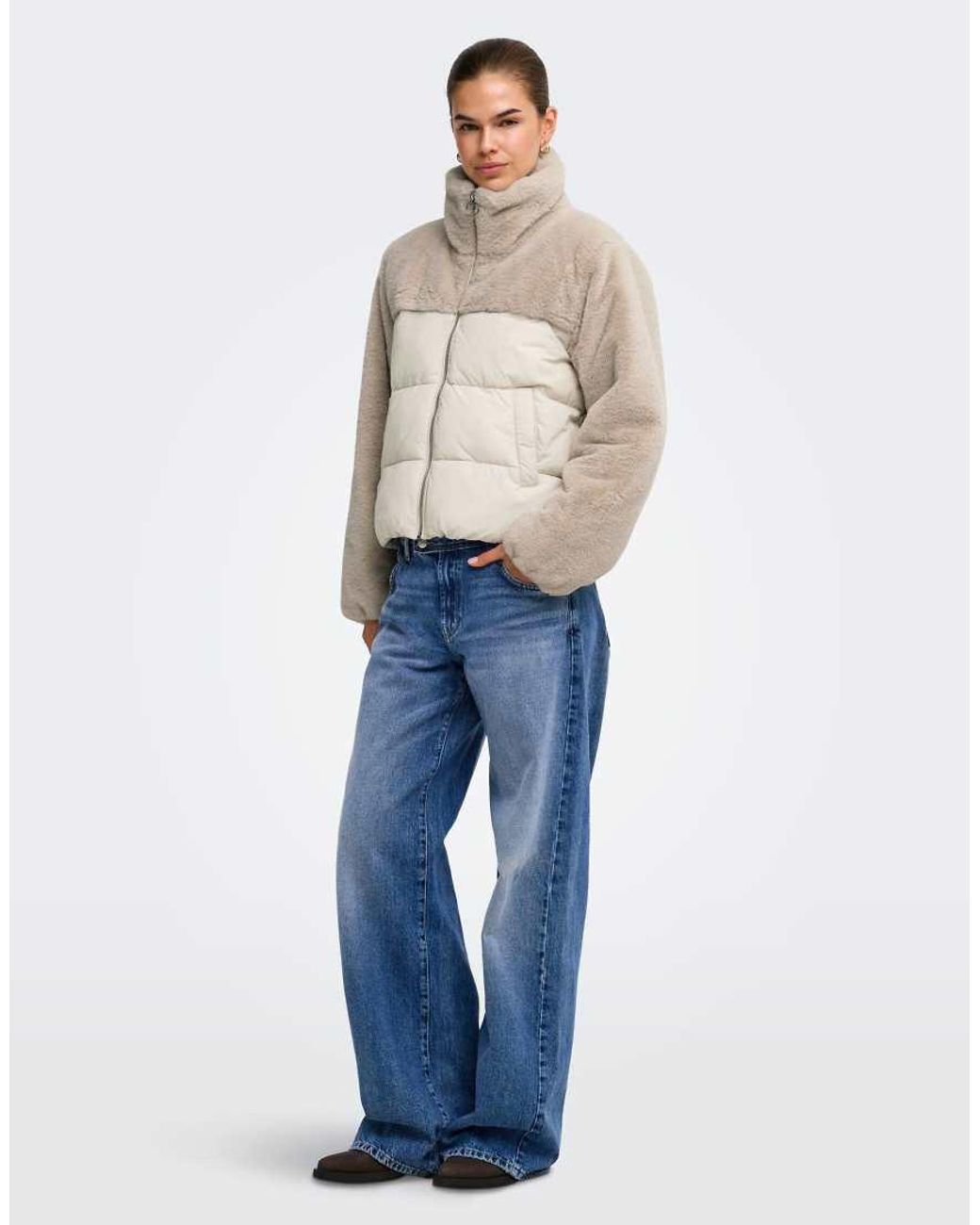 ONLY Natural Wanja Short High Neck Puffer Jacket