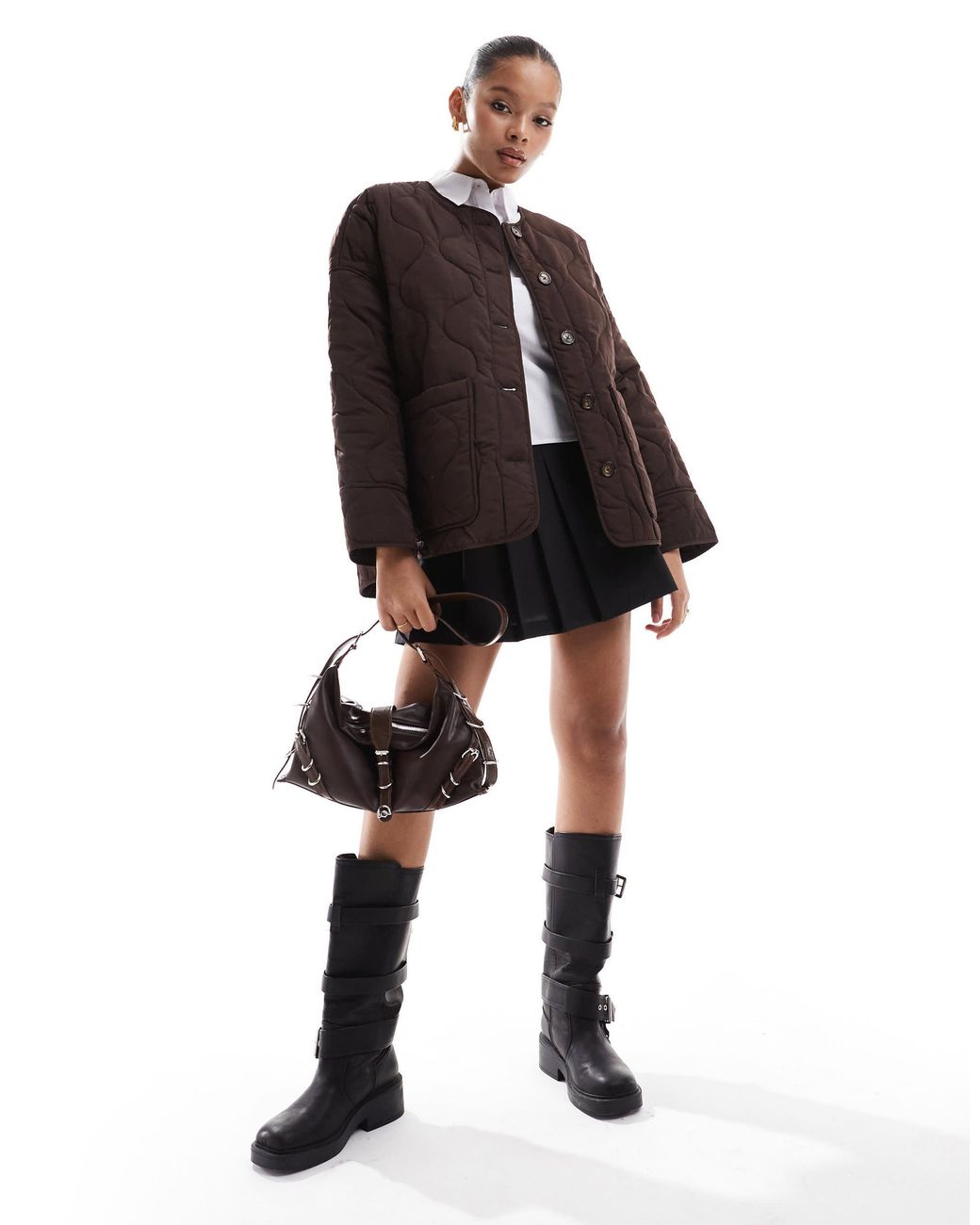 Object Brown Onion Quilted Front Pocket Bomber
