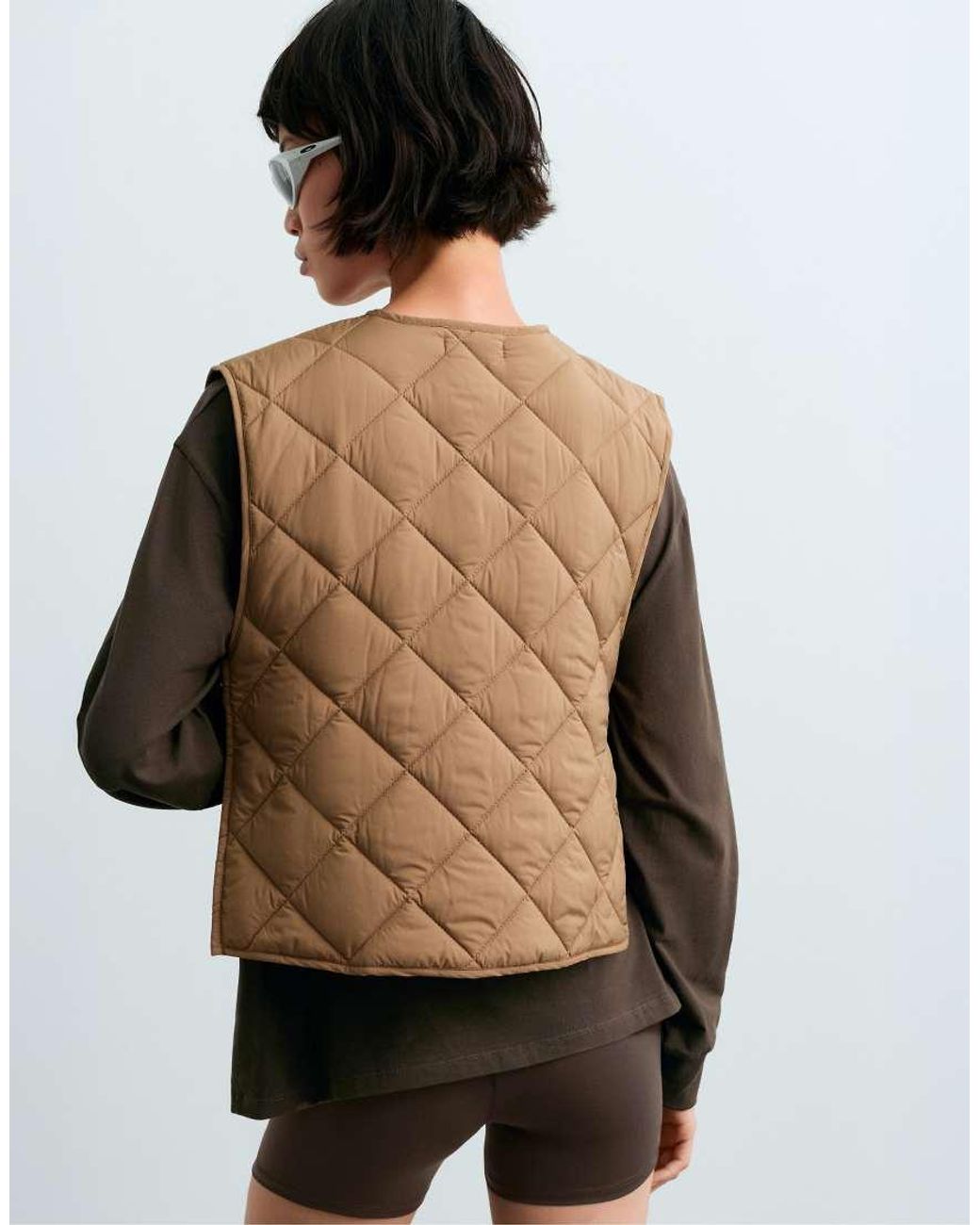 Oysho Brown Diamond Quilted Gilet