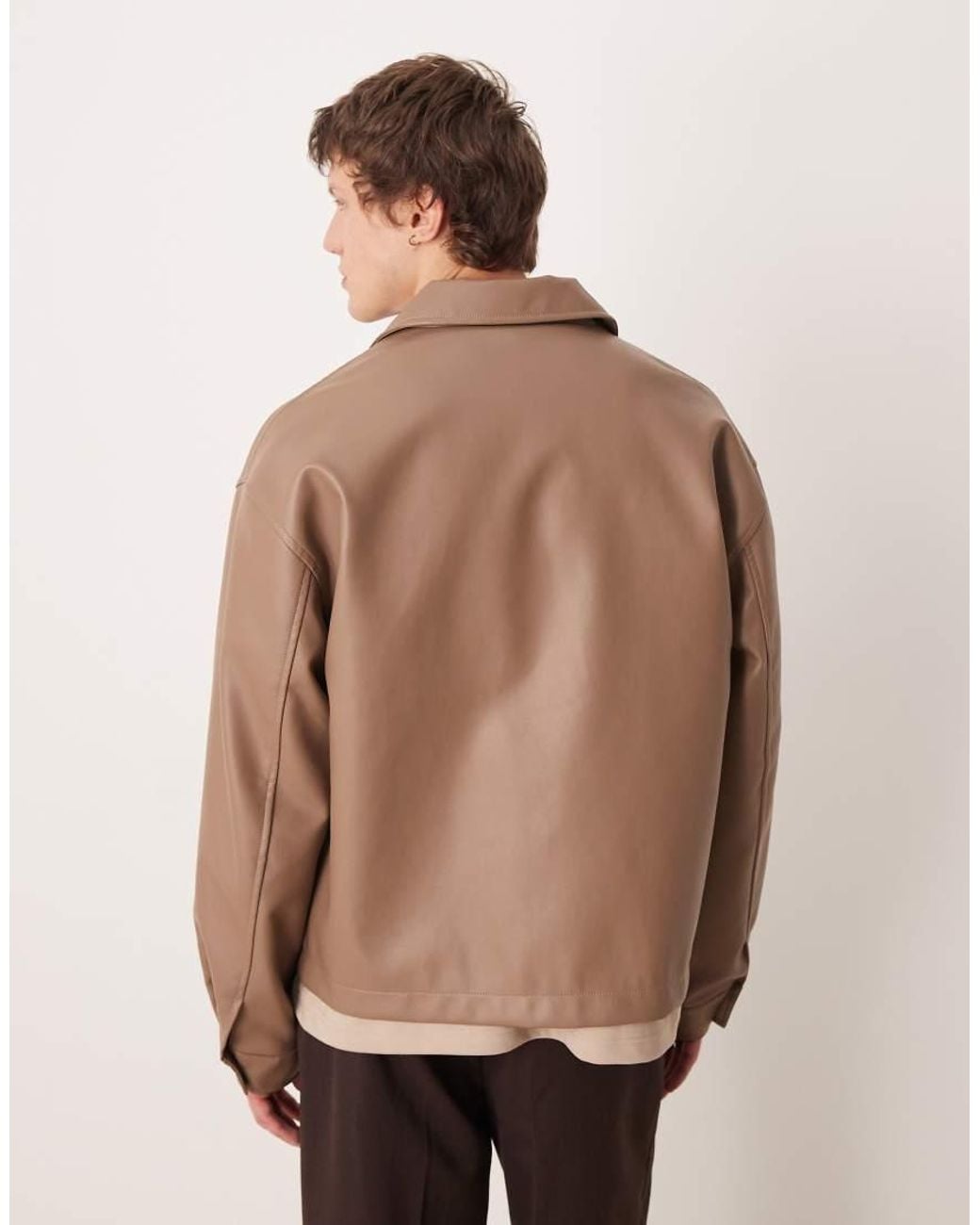 ASOS Natural Faux Leather Coach Jacket for men
