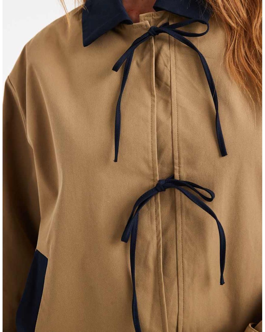 ONLY Natural Tie Front Short Trench Coat